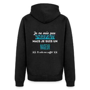 Je ne suis pas parfait NAGEUR - Veste à capuche bio Premium Unisexe - noir - Dos - Nico (187cm)