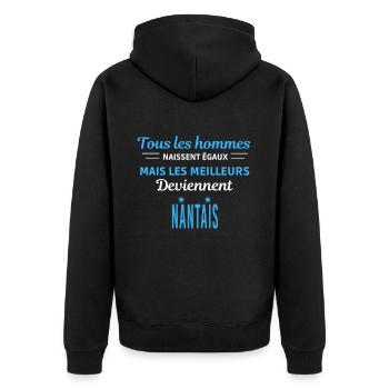 tous les hommes naissent égaux Nantais - Veste à capuche bio Premium Unisexe - noir - Dos - Nico (187cm)