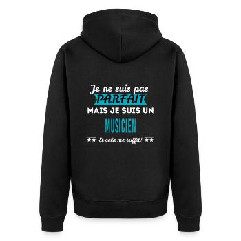Je ne suis pas parfait MUSICIEN - Veste à capuche bio Premium Unisexe - noir - Dos - Nico (187cm)