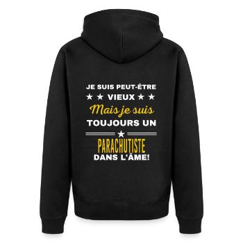 Je suis peut-être vieux PARACHUTISTE - Veste à capuche bio Premium Unisexe - noir - Dos - Nico (187cm)