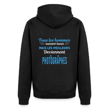 tous les hommes naissent égaux Photographes - Veste à capuche bio Premium Unisexe - noir - Dos - Nico (187cm)