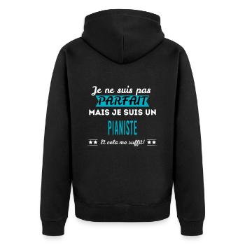 Je ne suis pas parfait PIANISTE - Veste à capuche bio Premium Unisexe - noir - Dos - Nico (187cm)