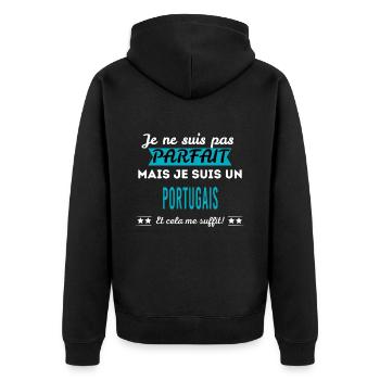 Je ne suis pas parfait PORTUGAIS - Veste à capuche bio Premium Unisexe - noir - Dos - Nico (187cm)