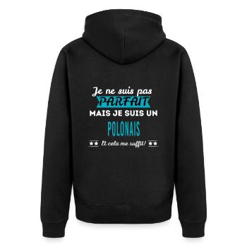 Je ne suis pas parfait POLONAIS - Veste à capuche bio Premium Unisexe - noir - Dos - Nico (187cm)