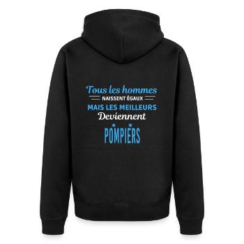tous les hommes naissent égaux Pompiers - Veste à capuche bio Premium Unisexe - noir - Dos - Nico (187cm)