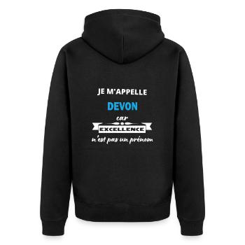 Je m'appelle excellence Devon - Veste à capuche bio Premium Unisexe - noir - Dos - Nico (187cm)