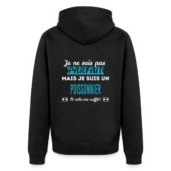 Je ne suis pas parfait POISSONNIER - Veste à capuche bio Premium Unisexe - noir - Dos - Nico (187cm)
