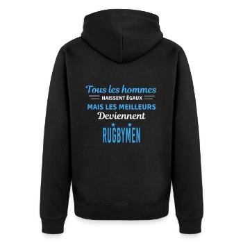 tous les hommes naissent égaux Rugbymen - Veste à capuche bio Premium Unisexe - noir - Dos - Nico (187cm)