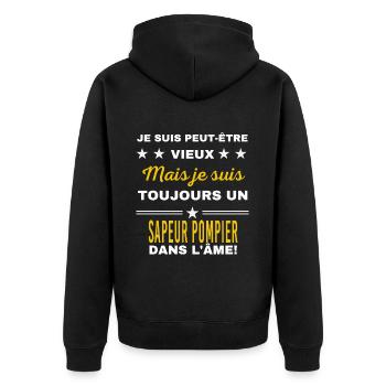 Je suis peut-être vieux SAPEUR POMPIER - Veste à capuche bio Premium Unisexe - noir - Dos - Nico (187cm)