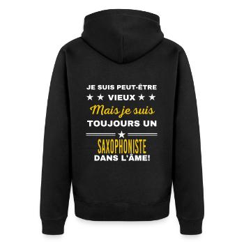 Je suis peut-être vieux SAXOPHONISTE - Veste à capuche bio Premium Unisexe - noir - Dos - Nico (187cm)