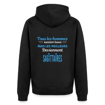 tous les hommes naissent égaux Sagittaires - Veste à capuche bio Premium Unisexe - noir - Dos - Nico (187cm)