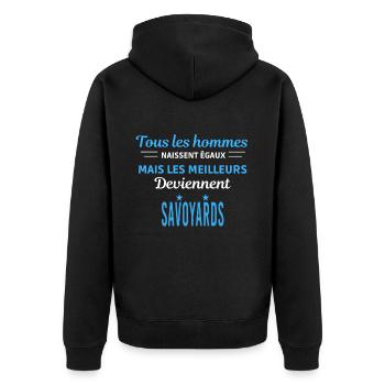 tous les hommes naissent égaux Savoyards - Veste à capuche bio Premium Unisexe - noir - Dos - Nico (187cm)