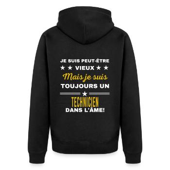 Je suis peut-être vieux TECHNICIEN - Veste à capuche bio Premium Unisexe - noir - Dos - Nico (187cm)