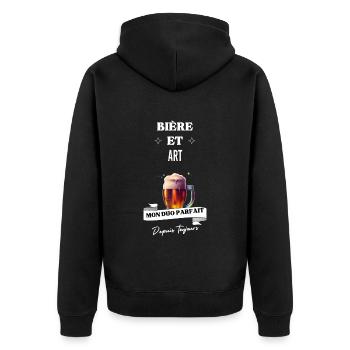 Bière Mon duo parfait depuis toujours et art - Veste à capuche bio Premium Unisexe - noir - Dos - Nico (187cm)