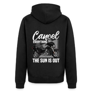 Trike Trikefahrer Motorrad Triker Trikes Dreirad - Unisex Premium Bio Zip Hoodie - Schwarz - Hinten - Nico (187cm)