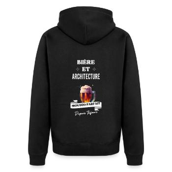 Bière Mon duo parfait depuis toujours architecture - Veste à capuche bio Premium Unisexe - noir - Dos - Nico (187cm)