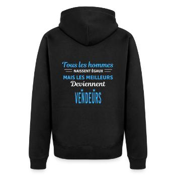 tous les hommes naissent égaux Vendeurs - Veste à capuche bio Premium Unisexe - noir - Dos - Nico (187cm)