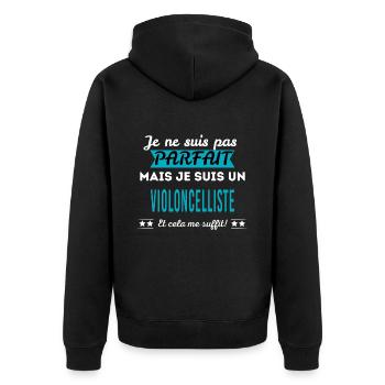 Je ne suis pas parfait VIOLONCELLISTE - Veste à capuche bio Premium Unisexe - noir - Dos - Nico (187cm)
