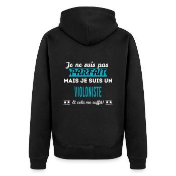 Je ne suis pas parfait VIOLONISTE - Veste à capuche bio Premium Unisexe - noir - Dos - Nico (187cm)