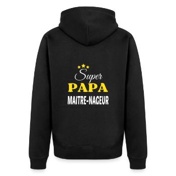 Super Papa MAITRE-NAGEUR ANNIVERSAIRE - Veste à capuche bio Premium Unisexe - noir - Dos - Nico (187cm)