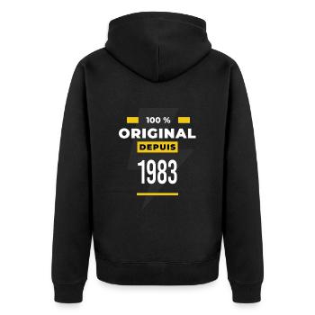 100 % original depuis 1983 CADEAU Anniversaire - Veste à capuche bio Premium Unisexe - noir - Dos - Nico (187cm)