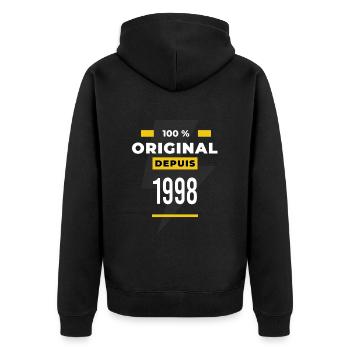 100 % original depuis 1998 CADEAU Anniversaire - Veste à capuche bio Premium Unisexe - noir - Dos - Nico (187cm)