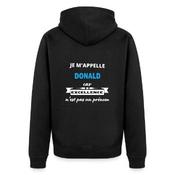 Je m'appelle excellence Donald - Veste à capuche bio Premium Unisexe - noir - Dos - Nico (187cm)