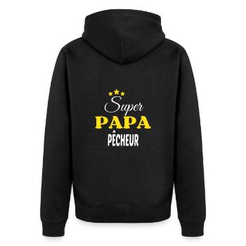 Super Papa PÊCHEUR ANNIVERSAIRE - Veste à capuche bio Premium Unisexe - noir - Dos - Nico (187cm)