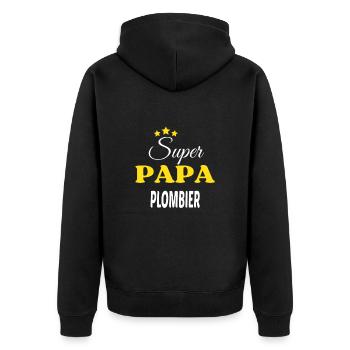 Super Papa PLOMBIER ANNIVERSAIRE - Veste à capuche bio Premium Unisexe - noir - Dos - Nico (187cm)