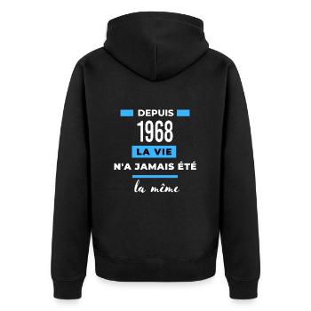 La vie n'a jamais été la même dépuis 1968 - Veste à capuche bio Premium Unisexe - noir - Dos - Nico (187cm)