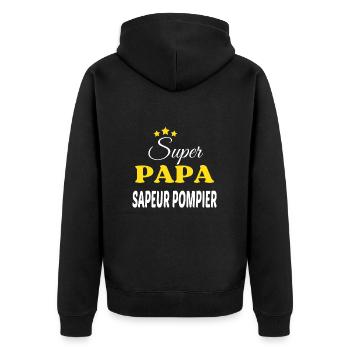 Super Papa SAPEUR POMPIER ANNIVERSAIRE - Veste à capuche bio Premium Unisexe - noir - Dos - Nico (187cm)