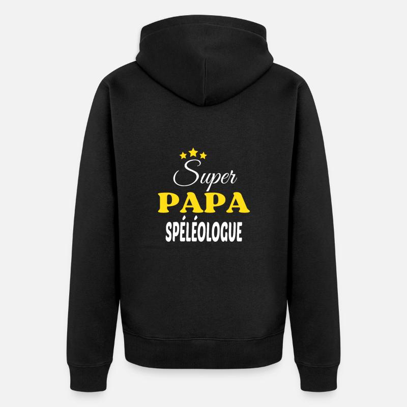Super Papa SPÉLÉOLOGUE ANNIVERSAIRE - Veste à capuche bio Premium Unisexe - noir