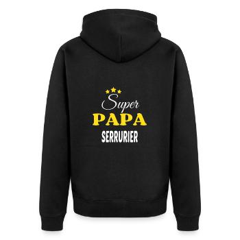 Super Papa SERRURIER ANNIVERSAIRE - Veste à capuche bio Premium Unisexe - noir - Dos - Nico (187cm)