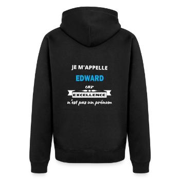 Je m'appelle excellence Edward - Veste à capuche bio Premium Unisexe - noir - Dos - Nico (187cm)