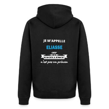 Je m appelle excellence Eliasse - Veste à capuche bio Premium Unisexe - noir - Dos - Nico (187cm)