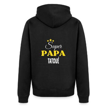 Super Papa TATOUÉ ANNIVERSAIRE - Veste à capuche bio Premium Unisexe - noir - Dos - Nico (187cm)