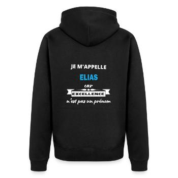 Je m appelle excellence Elias - Veste à capuche bio Premium Unisexe - noir - Dos - Nico (187cm)