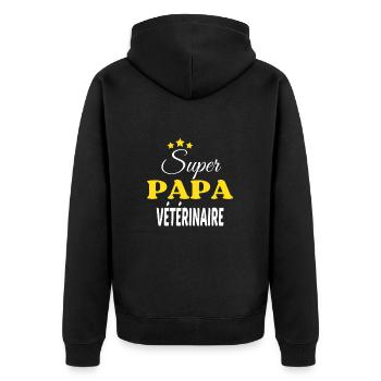 Super Papa VÉTÉRINAIRE ANNIVERSAIRE - Veste à capuche bio Premium Unisexe - noir - Dos - Nico (187cm)