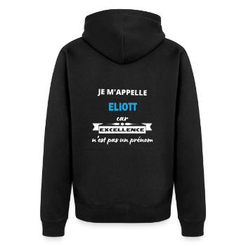 Je m'appelle excellence Eliott - Veste à capuche bio Premium Unisexe - noir - Dos - Nico (187cm)