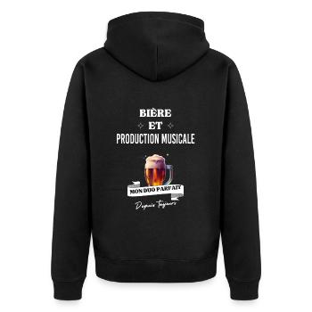 Bière Mon duo parfait depuis production musicale - Veste à capuche bio Premium Unisexe - noir - Dos - Nico (187cm)