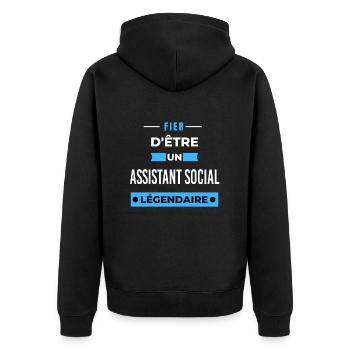 Fier d'être un légendaire ASSISTANT SOCIAL HUMOUR - Veste à capuche bio Premium Unisexe - noir - Dos - Nico (187cm)