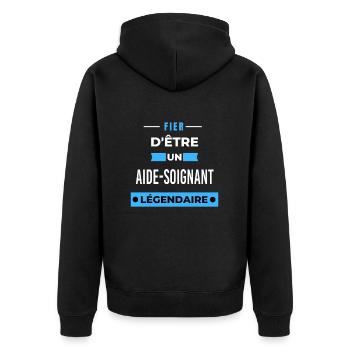 Fier d'être un légendaire AIDE-SOIGNANT HUMOUR - Veste à capuche bio Premium Unisexe - noir - Dos - Nico (187cm)