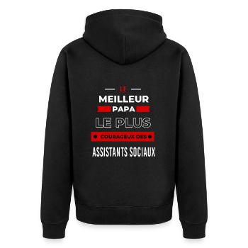 meilleur papa courageux des Assistants sociaux - Veste à capuche bio Premium Unisexe - noir - Dos - Nico (187cm)