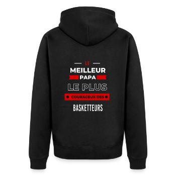 Le meilleur papa le plus courageux des Basketteurs - Veste à capuche bio Premium Unisexe - noir - Dos - Nico (187cm)
