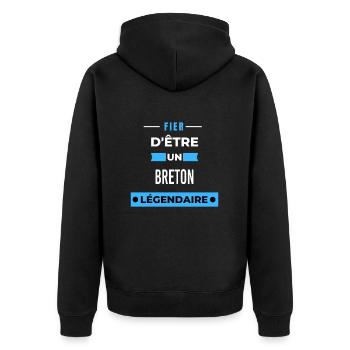 Fier d'être un légendaire BRETON HUMOUR - Veste à capuche bio Premium Unisexe - noir - Dos - Nico (187cm)