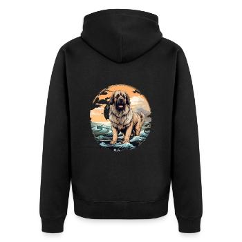 grand chien Leonberg dans le vieux style anime - Veste à capuche bio Premium Unisexe - noir - Dos - Nico (187cm)