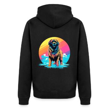 stehender Leonberger Hund Regenbogenfarbe - Unisex Premium Bio Zip Hoodie - Schwarz - Hinten - Nico (187cm)