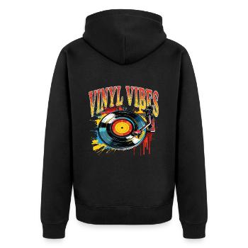 Vinyl Schallplatte Platte LP Plattenspieler Retro - Unisex Premium Bio Zip Hoodie - Schwarz - Hinten - Nico (187cm)