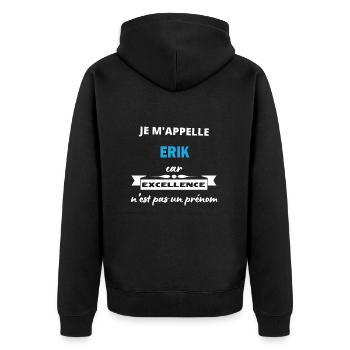Je m'appelle excellence Erik - Veste à capuche bio Premium Unisexe - noir - Dos - Nico (187cm)