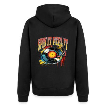 Vinyl Schallplatte Platte LP Plattenspieler Retro - Unisex Premium Bio Zip Hoodie - Schwarz - Hinten - Nico (187cm)